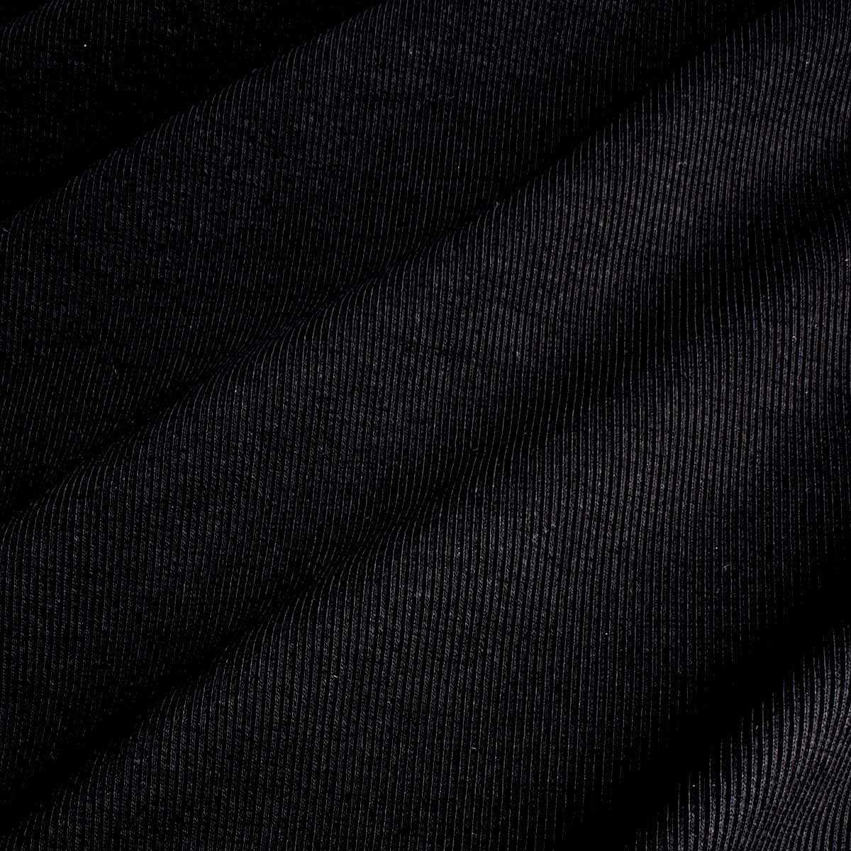 Black organic cotton 2x2 rib fabric